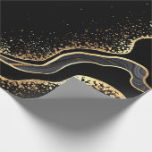 abstracte zwarte achtergrond met gouden aderen, cadeaupapier (Hoek)