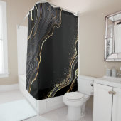 abstracte zwarte achtergrond met gouden aderen, douchegordijn (In situ)