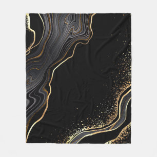 abstracte zwarte achtergrond met gouden aderen, fleece deken