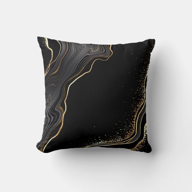 abstracte zwarte achtergrond met gouden aderen, kussen (Voorkant)