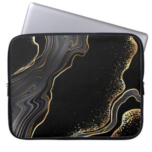 abstracte zwarte achtergrond met gouden aderen, laptop sleeve