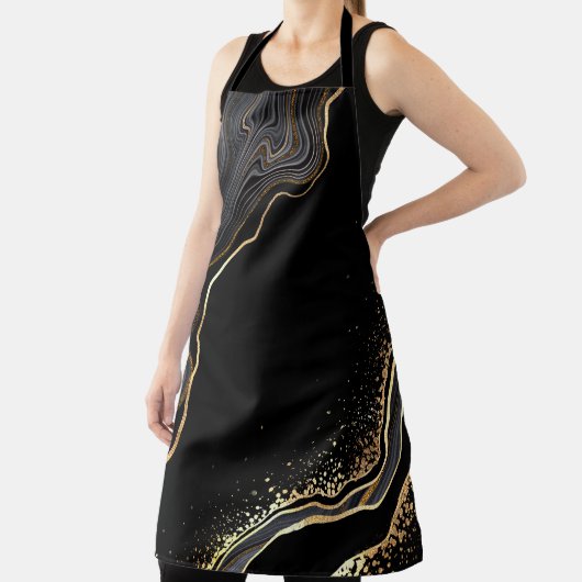 abstracte zwarte achtergrond met gouden aderen, schort (Insitu)
