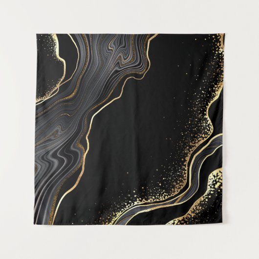 abstracte zwarte achtergrond met gouden aderen, wandkleed (Voorkant)