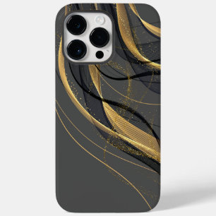 Abstracte zwarte achtergrond met gouden en zwarte Case-Mate iPhone 14 pro max hoesje