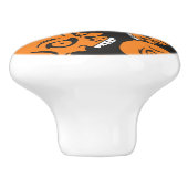 Abstracte zwarte achtergrond met schedels keramische knop (Zijkant)