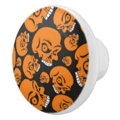 Abstracte zwarte achtergrond met schedels keramische knop (Rechts)