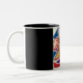 Abstracte zwarte achtergrond tweekleurige koffiemok (Links)