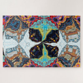 Abstracte zwarte bloem puzzel