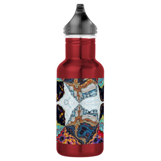 Abstracte Zwarte Bloem Waterfles (Rechts)