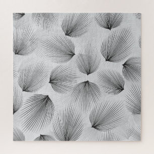 Abstracte zwarte bloemen: grijze elegantie. legpuzzel