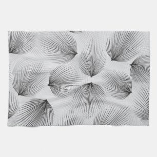 Abstracte zwarte bloemen: grijze elegantie. theedoek
