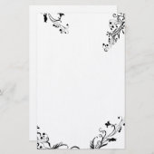 Abstracte zwarte bloemenwijnmakerij briefpapier (Voorkant / Achterkant)