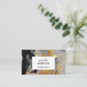 Abstracte zwarte Chic Gold Glitter-penseelstreken Visitekaartje (Staand voorkant)