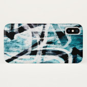 Abstracte zwarte en blauwe graffiti Case-Mate iPhone case (Achterkant (horizontaal))