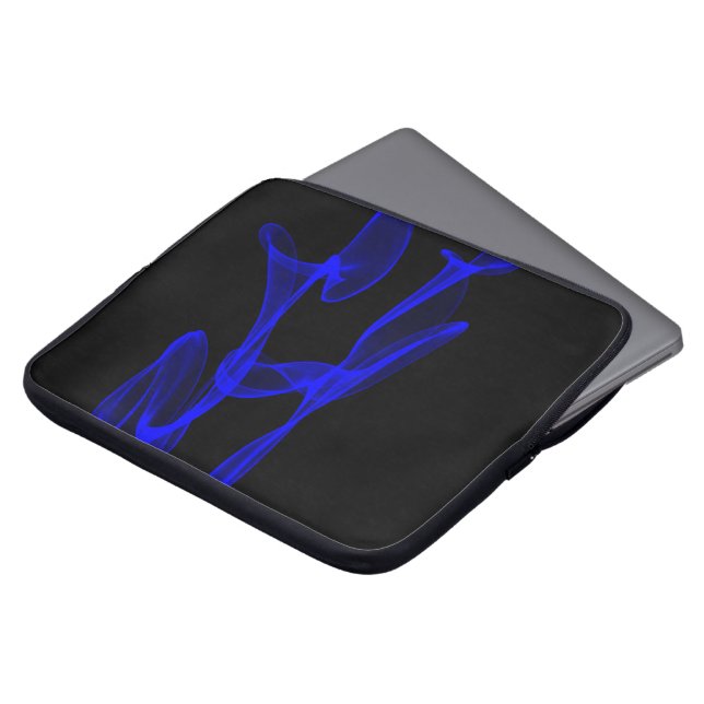 ABSTRACTE zwarte en blauwe laptophoezen Laptop Sleeve (Voorkant top)