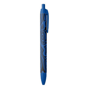 Abstracte zwarte en blauwe lijnen -  inkt pen