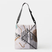 Abstracte zwarte en bruine lijnen crossbody tas (Achterkant)
