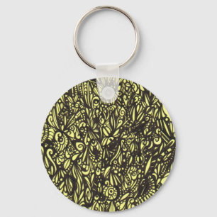 Abstracte zwarte en gele Sleutelhanger