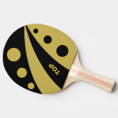 Abstracte zwarte en golden golven met cirkels tafeltennisbatje (Zijkant)