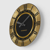 Abstracte zwarte en gouden Damask Grote Klok (Hoek)