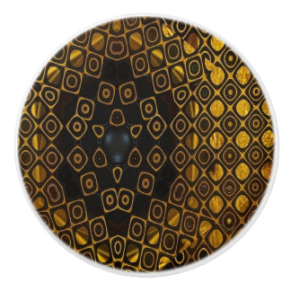 Abstracte zwarte en gouden keramische puin knop