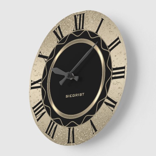 Abstracte zwarte en goudglitter grote klok (Hoek)
