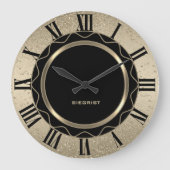 Abstracte zwarte en goudglitter grote klok (Voorkant)