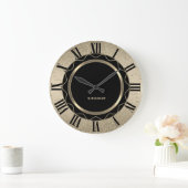 Abstracte zwarte en goudglitter grote klok (Huis)