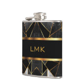 Abstracte zwarte en goudontwerpkolf van de klasse heupfles (Links)