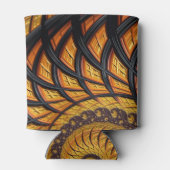 Abstracte zwarte en goudspiraalfractie blikjeskoeler (Achterkant)