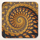 Abstracte zwarte en goudspiraalfractie kartonnen onderzetters (Voorkant)