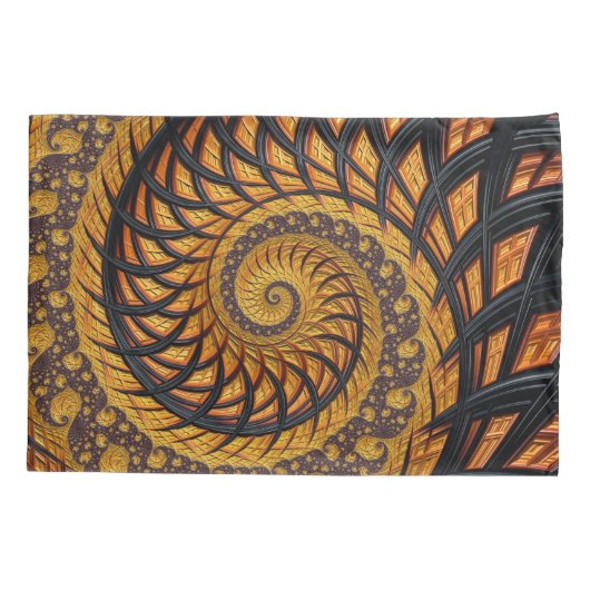 Abstracte zwarte en goudspiraalfractie kussensloop (Achterkant)