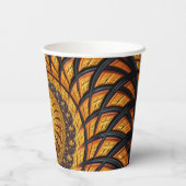 Abstracte zwarte en goudspiraalfractie papieren bekers (Achterkant)