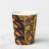 Abstracte zwarte en goudspiraalfractie papieren bekers (Rechts)