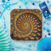 Abstracte zwarte en goudspiraalfractie papieren bordje (Feest)