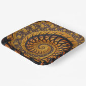 Abstracte zwarte en goudspiraalfractie papieren bordje (Gebogen)