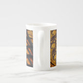 Abstracte zwarte en goudspiraalfractie porselein kop (Achterkant)