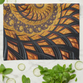 Abstracte zwarte en goudspiraalfractie theedoek (Gevouwen)