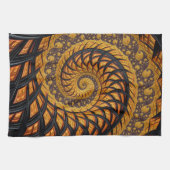 Abstracte zwarte en goudspiraalfractie theedoek (Horizontaal)