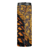 Abstracte zwarte en goudspiraalfractie thermosbeker (Achterkant)