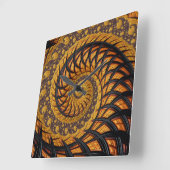 Abstracte zwarte en goudspiraalfractie vierkante klok (Hoek)