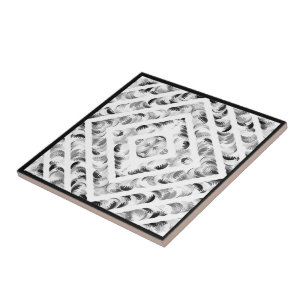 Abstracte zwarte en grijze wimperspenseelstreken k tegeltje