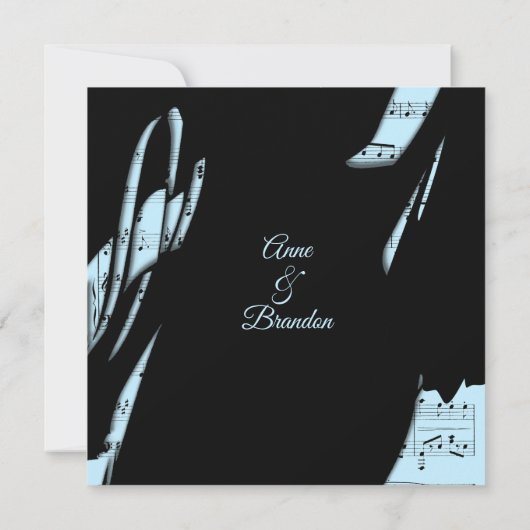 Abstracte zwarte en powder blauwe muziek kaart (Achterkant)