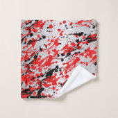 Abstracte zwarte en rode plash en drip bad handdoek (Wasdoekje)