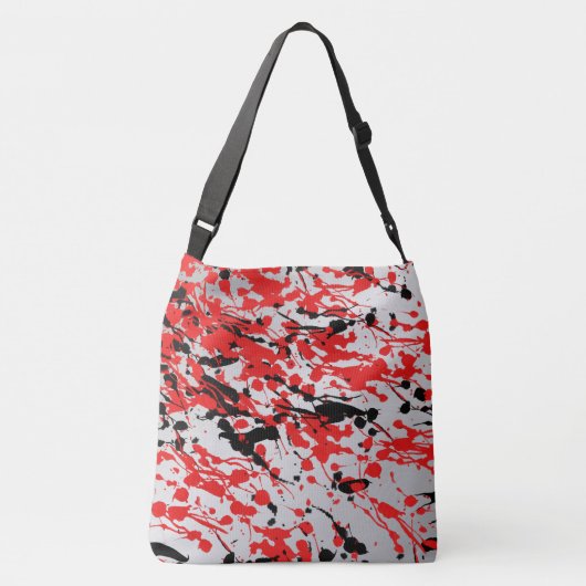 Abstracte zwarte en rode plash en drip crossbody tas (Achterkant)