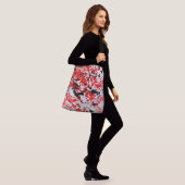 Abstracte zwarte en rode plash en drip crossbody tas (Op model)