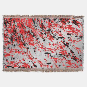 Abstracte zwarte en rode plash en drip deken