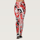 Abstracte zwarte en rode plash en drip leggings (Achterkant)