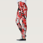 Abstracte zwarte en rode plash en drip leggings (Links)
