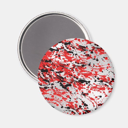 Abstracte zwarte en rode plash en drip magneet (Voorkant / Achterkant)